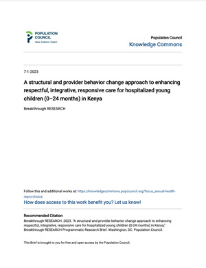 A Structural and Provider Behavior Change Approach to Enhancing Respectful, Integrative, Responsive Care for Hospitalized Young Children (0–24 months)