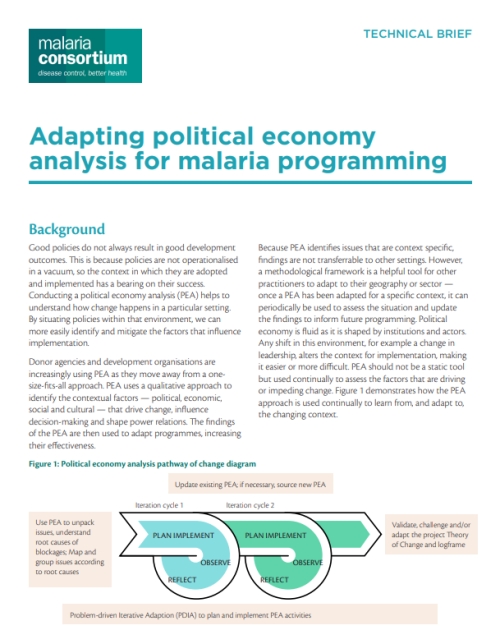 Adapting political economy analysis for malaria programming - Technical Brief